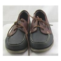 Blue Harbour, size 10 navy leather boat shoes