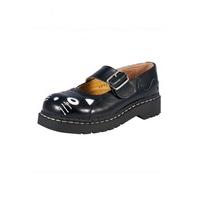 Black Leather Kitty Anarchic Mary Janes - Size: UK 8