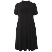 black fit and flare shirt dress black