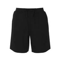 black linen blend shorts black