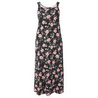 Black Floral Jersey Maxi Dress, Black