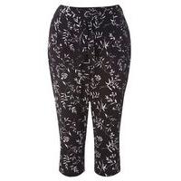 Black Printed Crop Trousers, Black