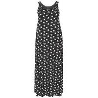 black palm print knot maxi dress black