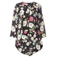 black floral kimono dark multi