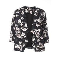 Black Floral Print Jacket, Black