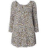 Black Leopard Print Gypsy Tunic, Dark Multi