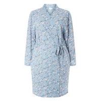 blue blossom floral cotton dressing gown blue