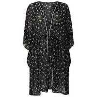 Black Palm Tree Print Kaftan, Black