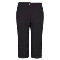 Black Cotton Cropped Trousers, Black