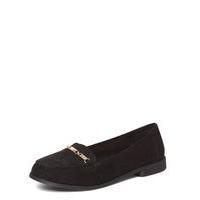 Black Snaffle Trim Loafers, Black