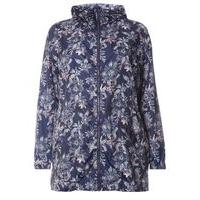 Blue Floral Print Rain Mac, Black