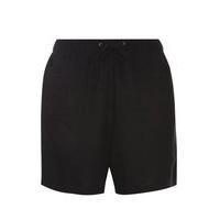 Black Linen Blend Shorts, Black