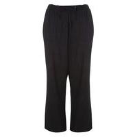 Black Linen Blend Wide Leg Trousers, Black