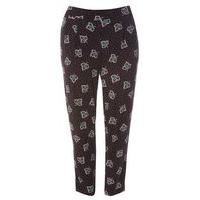 Black Leaf Print Tapered Leg Trousers, Others