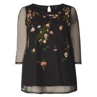 black floral embroidered top dark multi