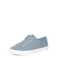 Blue Laceless Canvas Trainers, Blue