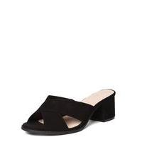 black cross front mule sandals black