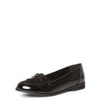 Black Standard Fit Fringed Loafers, Black