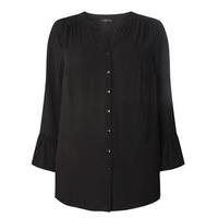 Black Frill Sleeve Shirt, Black