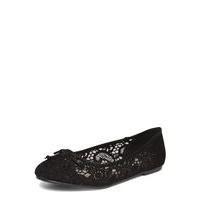 Black Lace Bow Ballet Pumps, Black