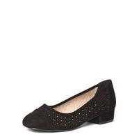 Black Punch Hole Court Shoes, Black