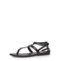 black leather standard fit toe post sandal black