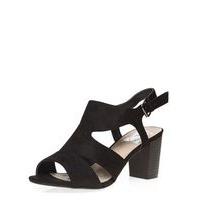 Black Strap Block Heel, Black