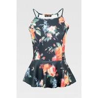 BLURRED FLORAL PEPLUM