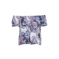 BLUE PAISLEY PRINT GYPSY TOP