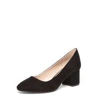 black standard fit contrast block heel court shoes black