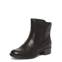 Black Punch Out Ankle Boots, Black