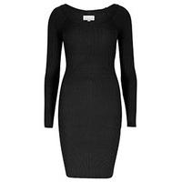 black ribbed bodycon jumper dress