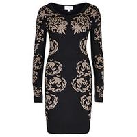 black stone baroque swirl pattern bodycon jumper dress