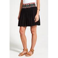 Black Tribal Trim Belted Mini Skirt