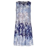 Blue & Navy Blossom Print Swing Dress