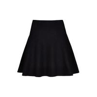 black basic flared hem mini skirt