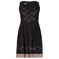 black stone floral lace panel structured dress
