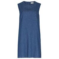 blue denim look side poppers shift dress