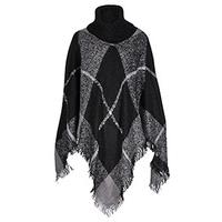 Black & Grey Check Pattern Poncho Jumper