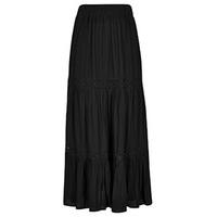 Black Crochet Trim Panelled Maxi Skirt