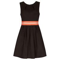 Black Coral & Cream Colour Block Skater Dress