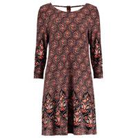 black amp coral ornate floral paisley print swing dress