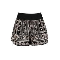 Black & Cream Festival Print Crochet Edge Shorts