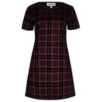 Black & Burgundy Check Print Shift Dress