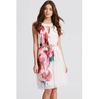 blur print chiffon prom dress