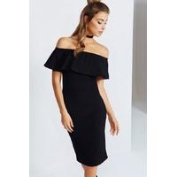 Black Midi Dress With Ruffle