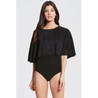 Black Pleated Slinky Bodysuit