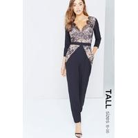 Black Lace Panel Jumpsuit