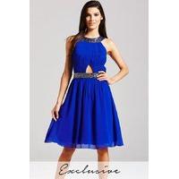  Blue Embellished Cut Out Dress