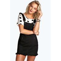 Black Denim Dungaree Skirt - black